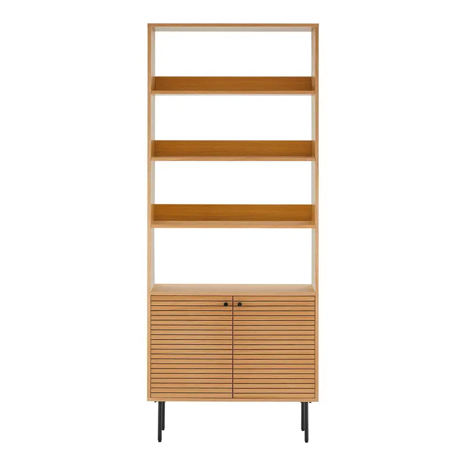 Boekenkast Naturel Eikenfineer - 80x30x200cm - Kyoto
