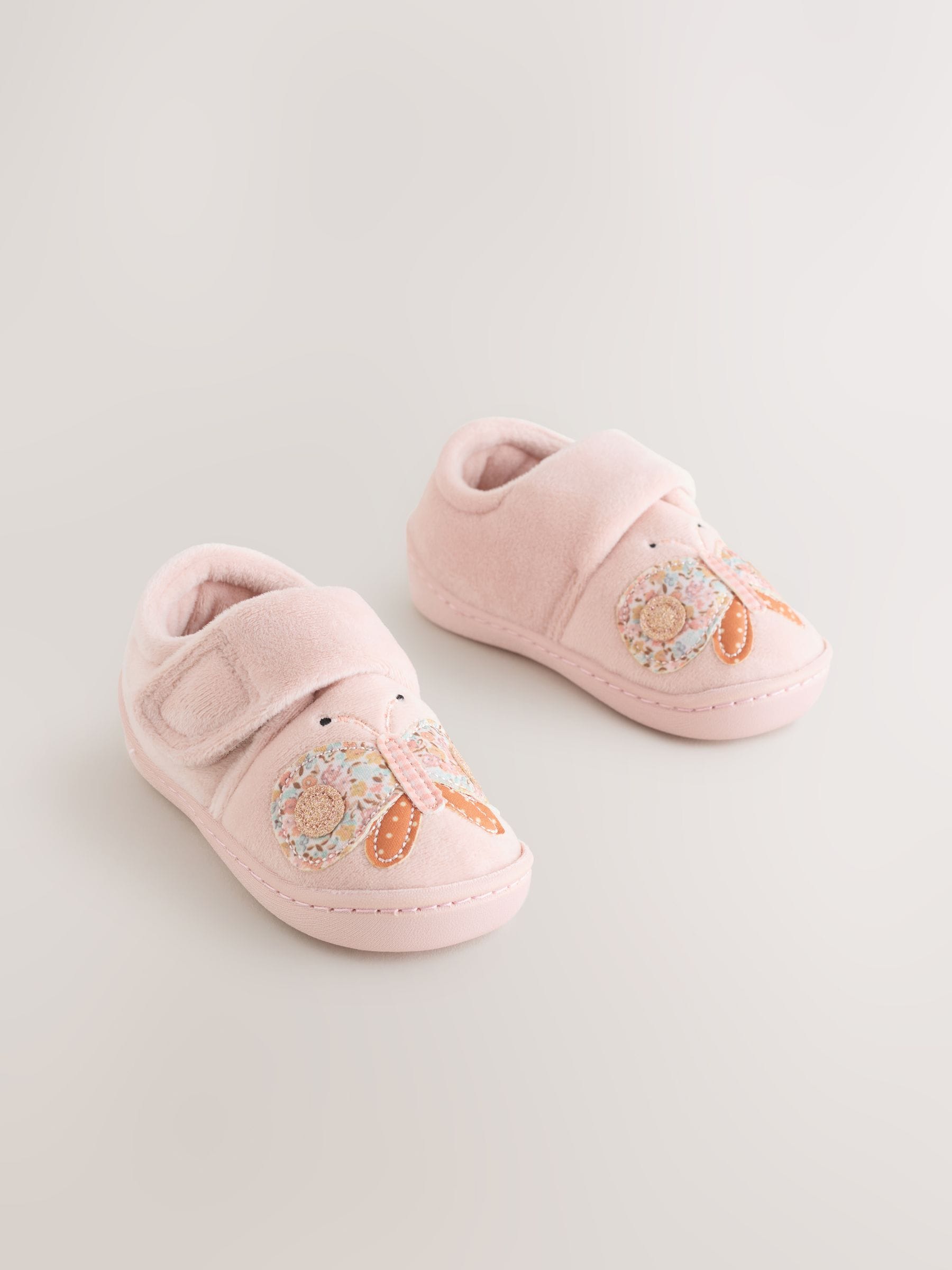 Roze vlinders - Pantoffels met antislip-zool