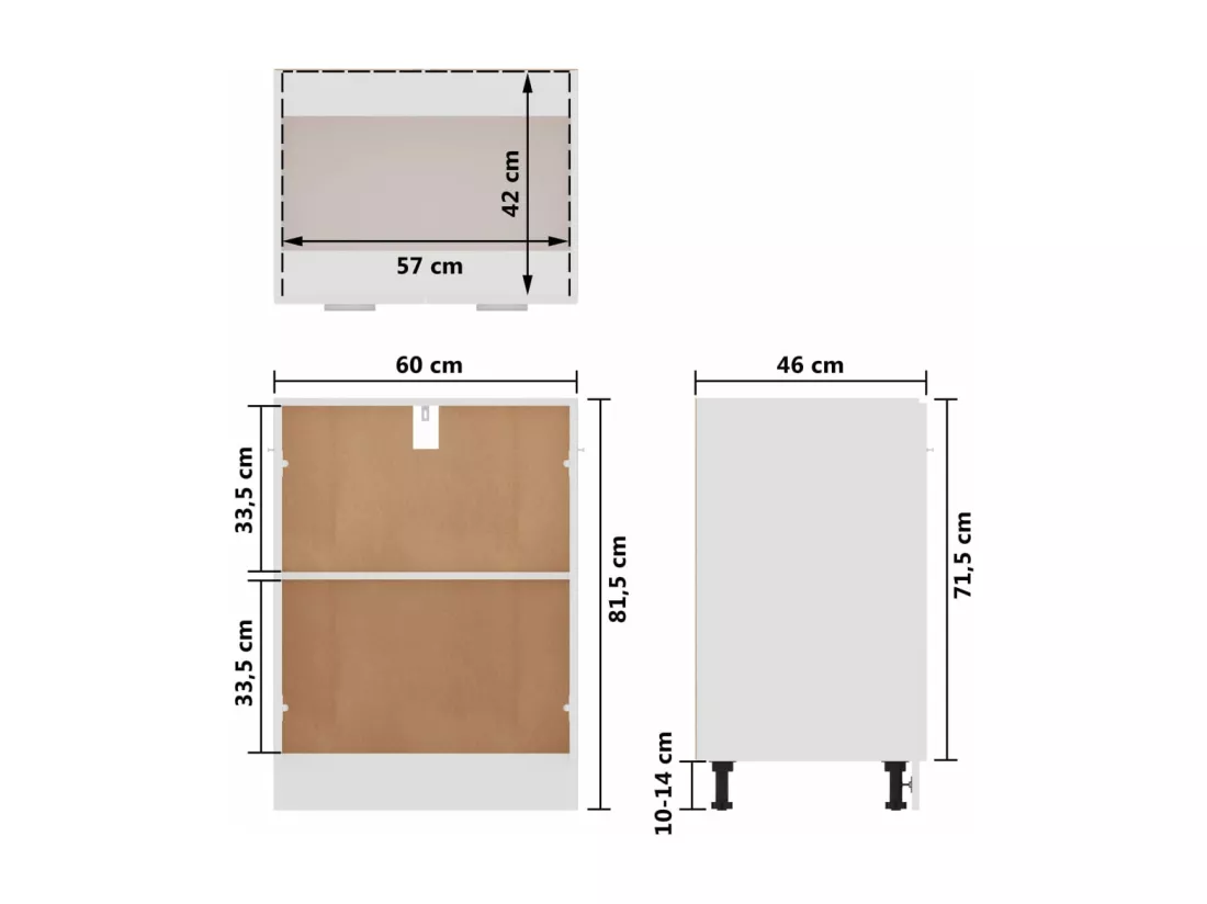 Armoire de plancher Blanc 60x46x81,5 cm Bois d'ingénierie
