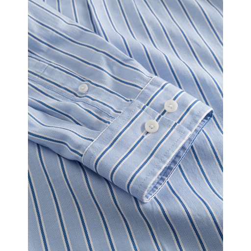 Les Deux Kolton Herringbone Poplin Skjorte, White/Bel Air Blue, XXL