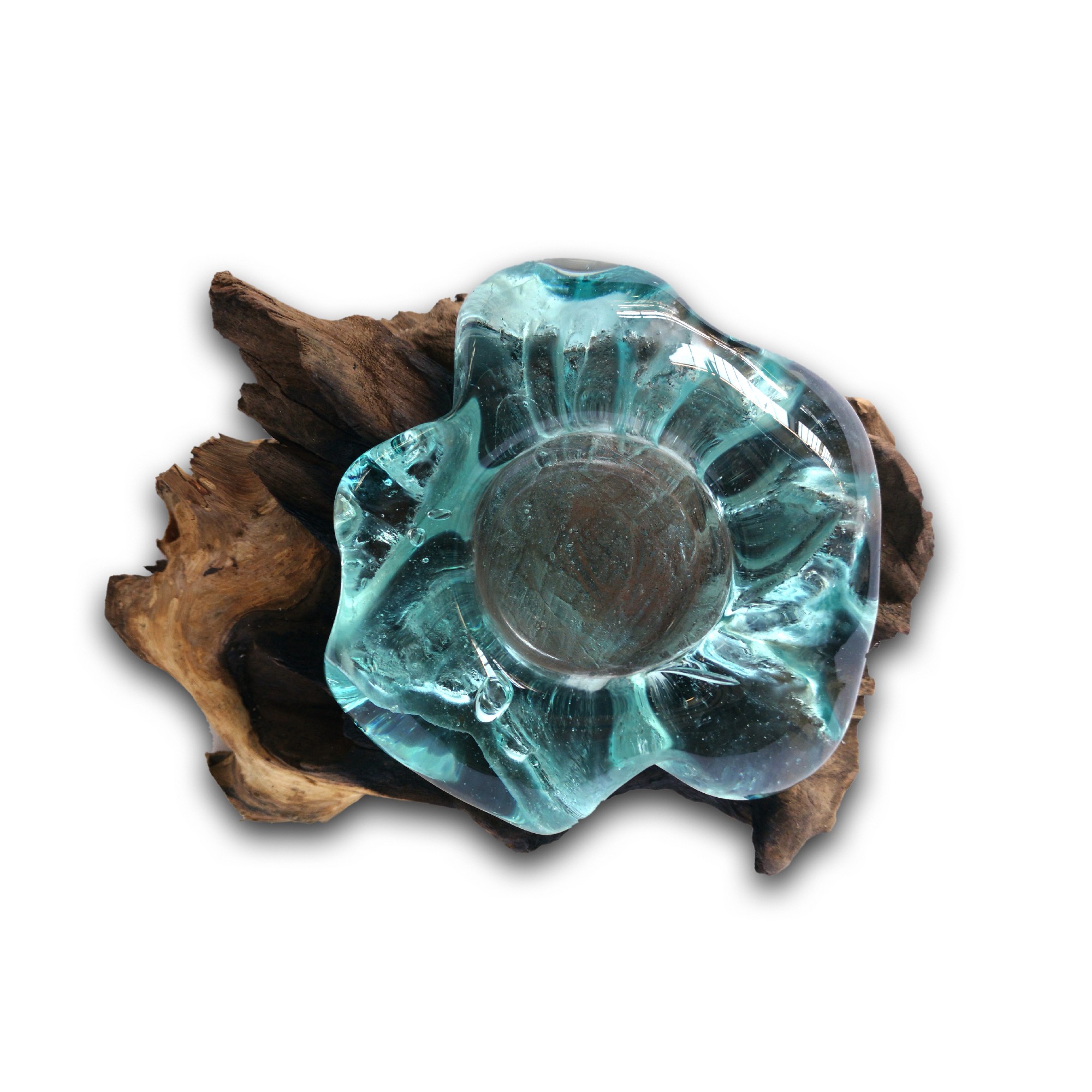 Wurzelholz-Glasteelichthalter, B ca. 20 cm, H ca. 10 cm, T ca. 15 cm von fischer's lagerhaus