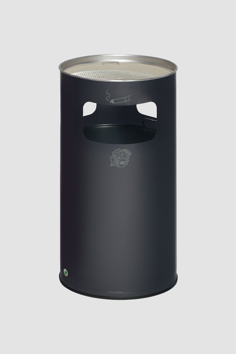 PROREGAL Klassieke Combinatie Asbak Rond HxBxD 76 x 42 x 42 cm Gegalvaniseerd Staal Antraciet