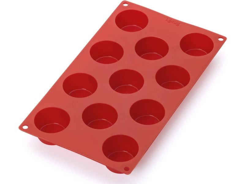 Lékué Muffin Backform Silikon, Rot, 11 Mulden Mini Muffins Form