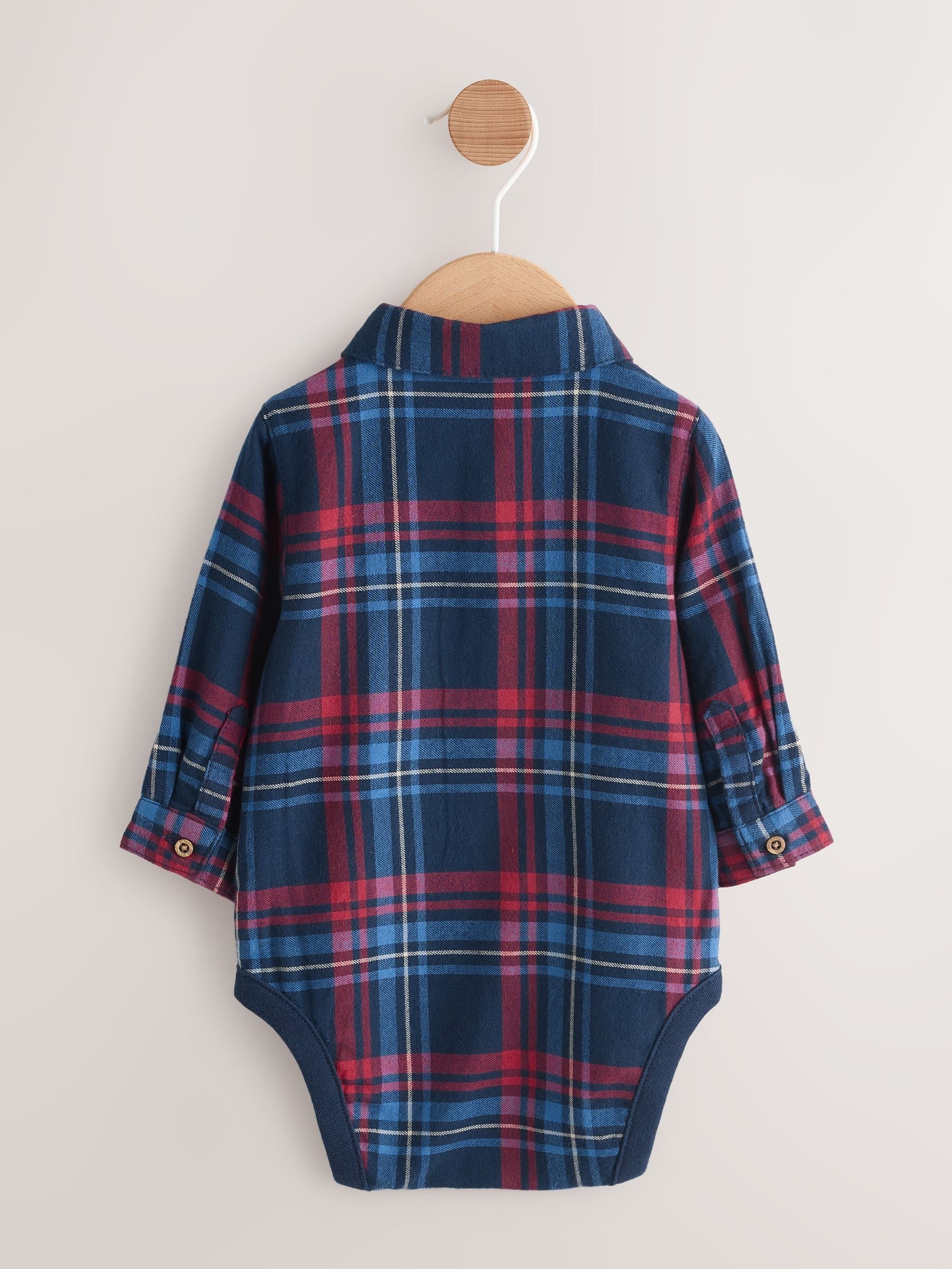 Marineblauw/rood geruit - Babyshirt Bodysuit (0mnd-2jr)