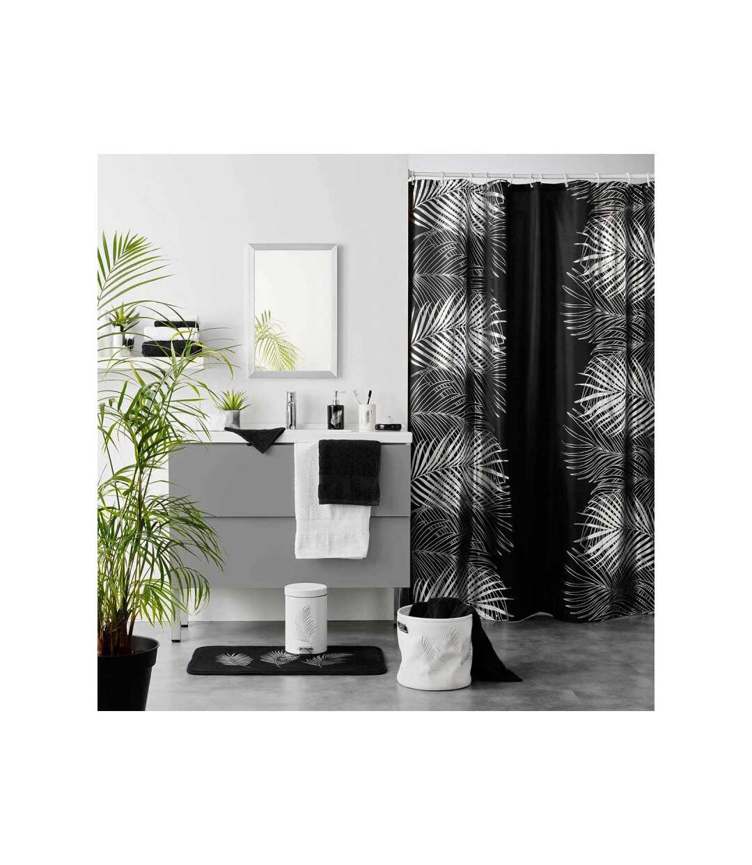 Tapis Contour WC Imprimé Orbella 45x45cm Noir & Argent