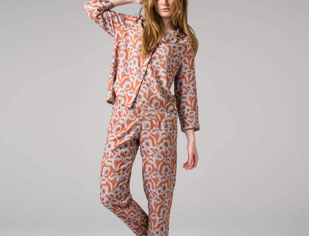 Pyjama femme-Fleurs pralines