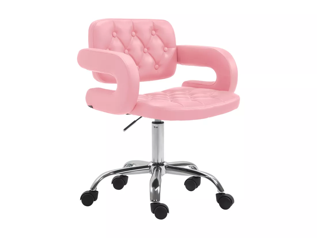 Chaise de bureau - Similicuir & Métal chromé - Rose - Dublin