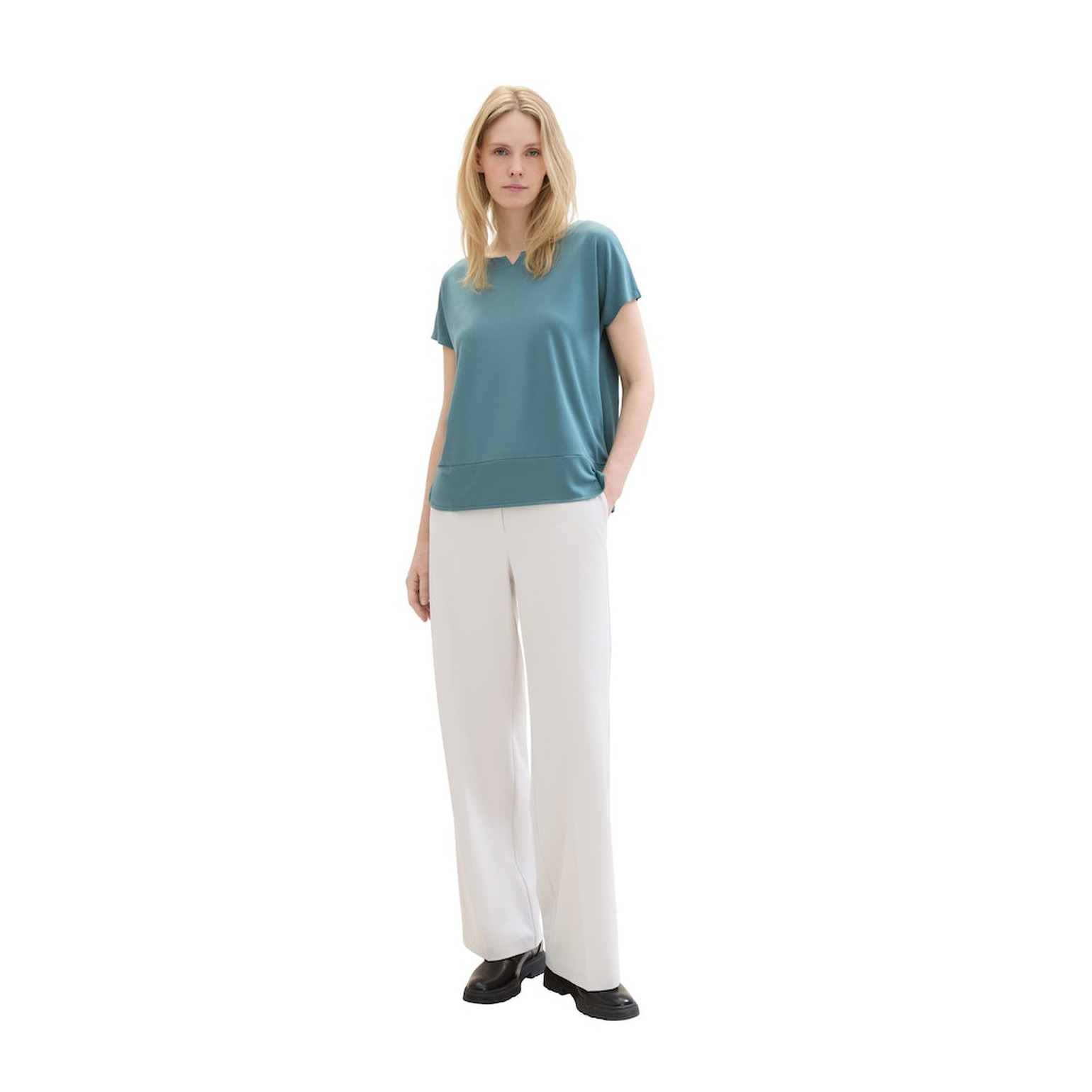 Tom Tailor T-shirt fabric mix crew neck