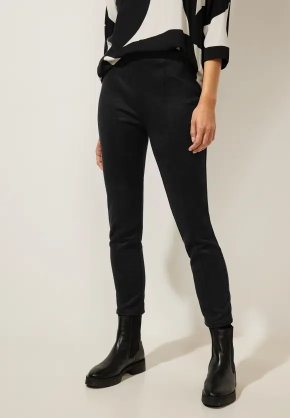 Skinny Hose in Velour Optik - Black