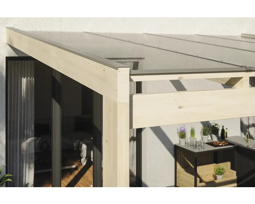 SKAN HOLZ Novara terrasoverkapping met paalbeugels 450x259 cm naturel
