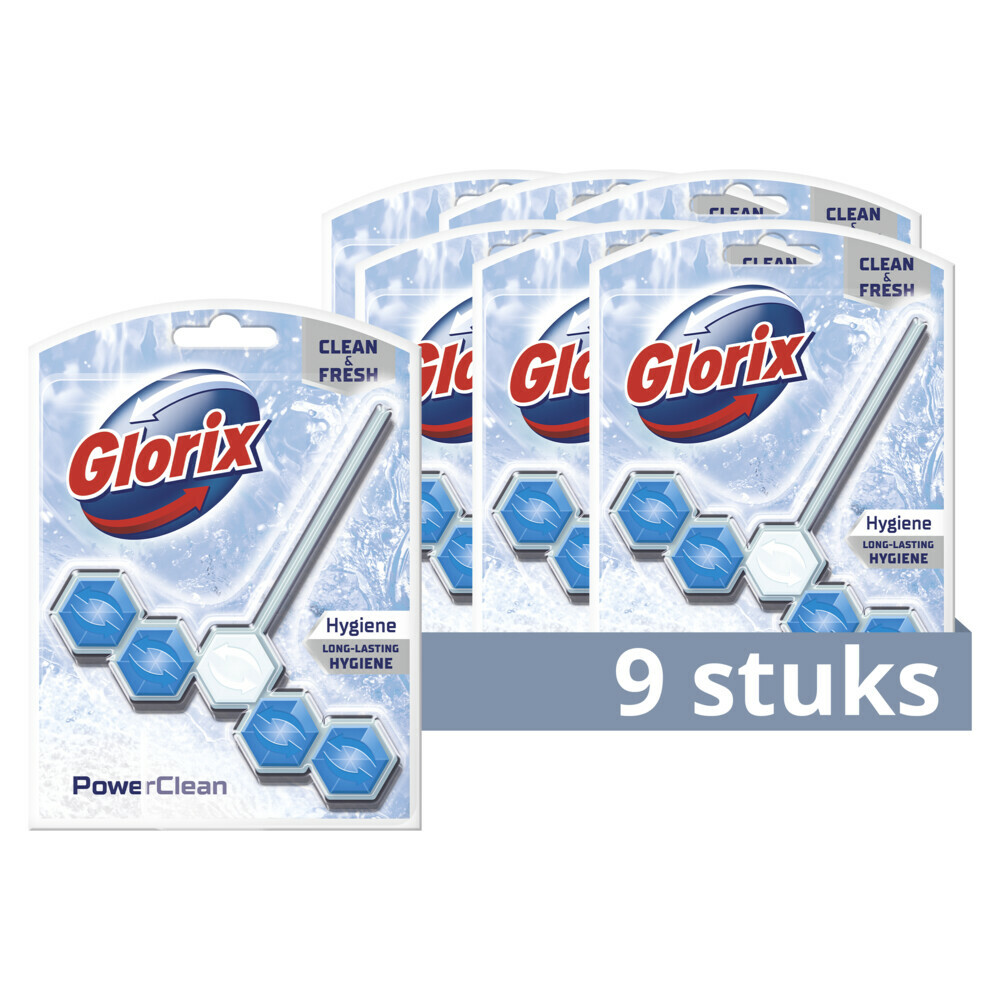 9x Glorix Toiletblok Power Clean Hygiëne
