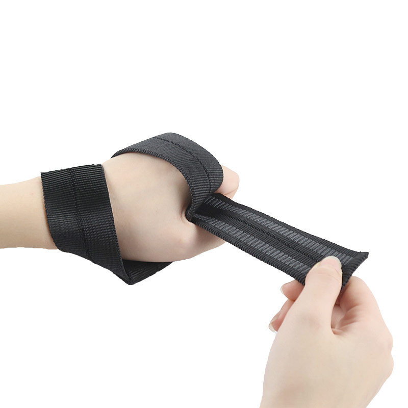 (1 Paar) 60x4cm Zughilfe Bandage für Krafttraining / Kreuzheben / Bodybuilding / Fitness - Schwarz