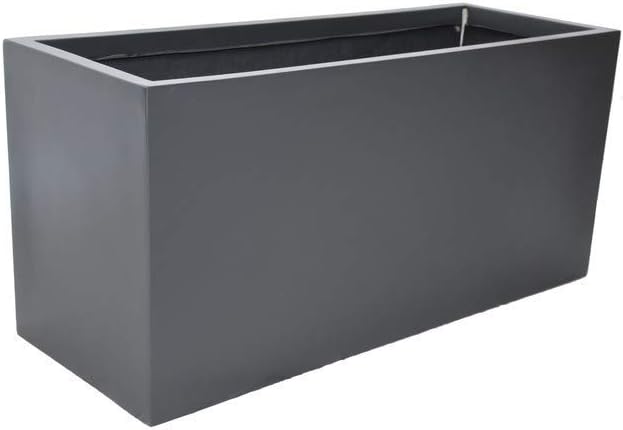 Pflanzkübel für Rollen aus Fiberglas, Blumenkübel, Pflanzgefäß, Blumengefäß, Pflanztopf, Blumentopf (L80 x B30 x H40 cm, anthrazit)