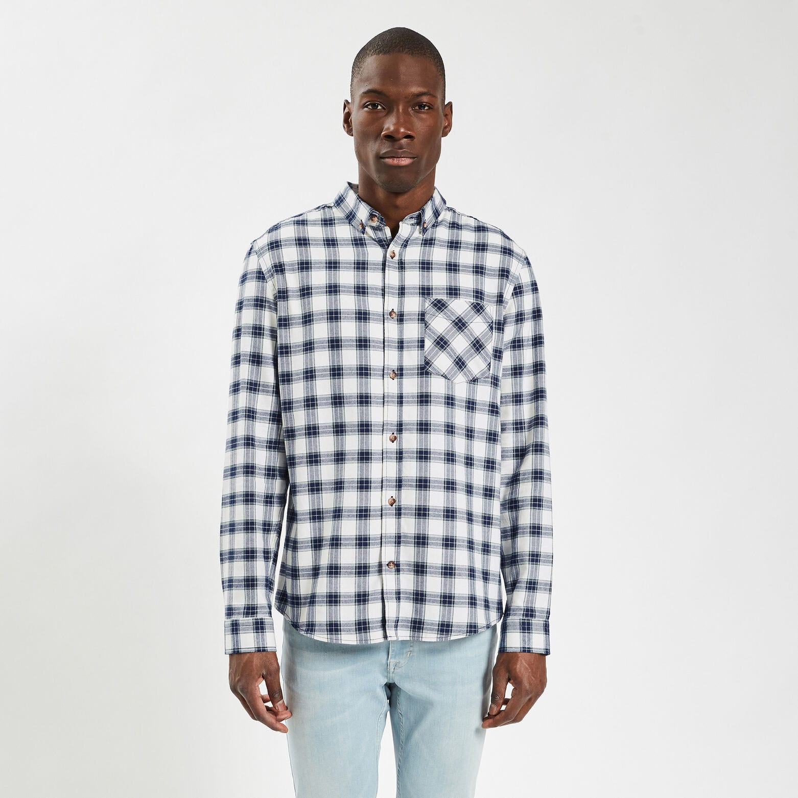 Chemise regular carreaux coton flanelle régénérati Vert