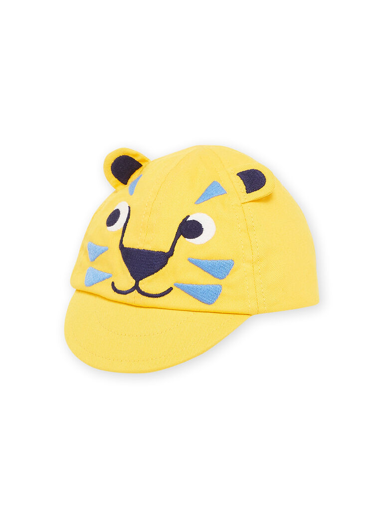 Casquette jaune safran à motif tête de tigre