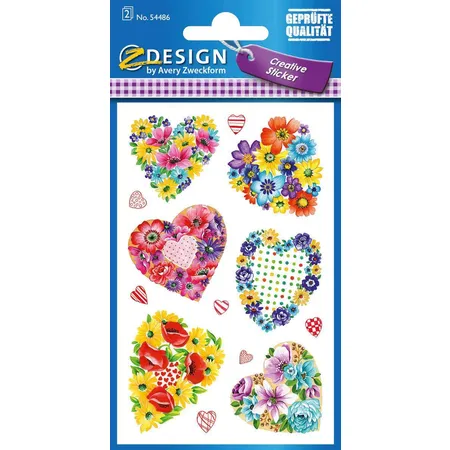 Avery Zweckform Z-Design Deko Sticker, Blütenherz, 2 Bogen/26 Sticker