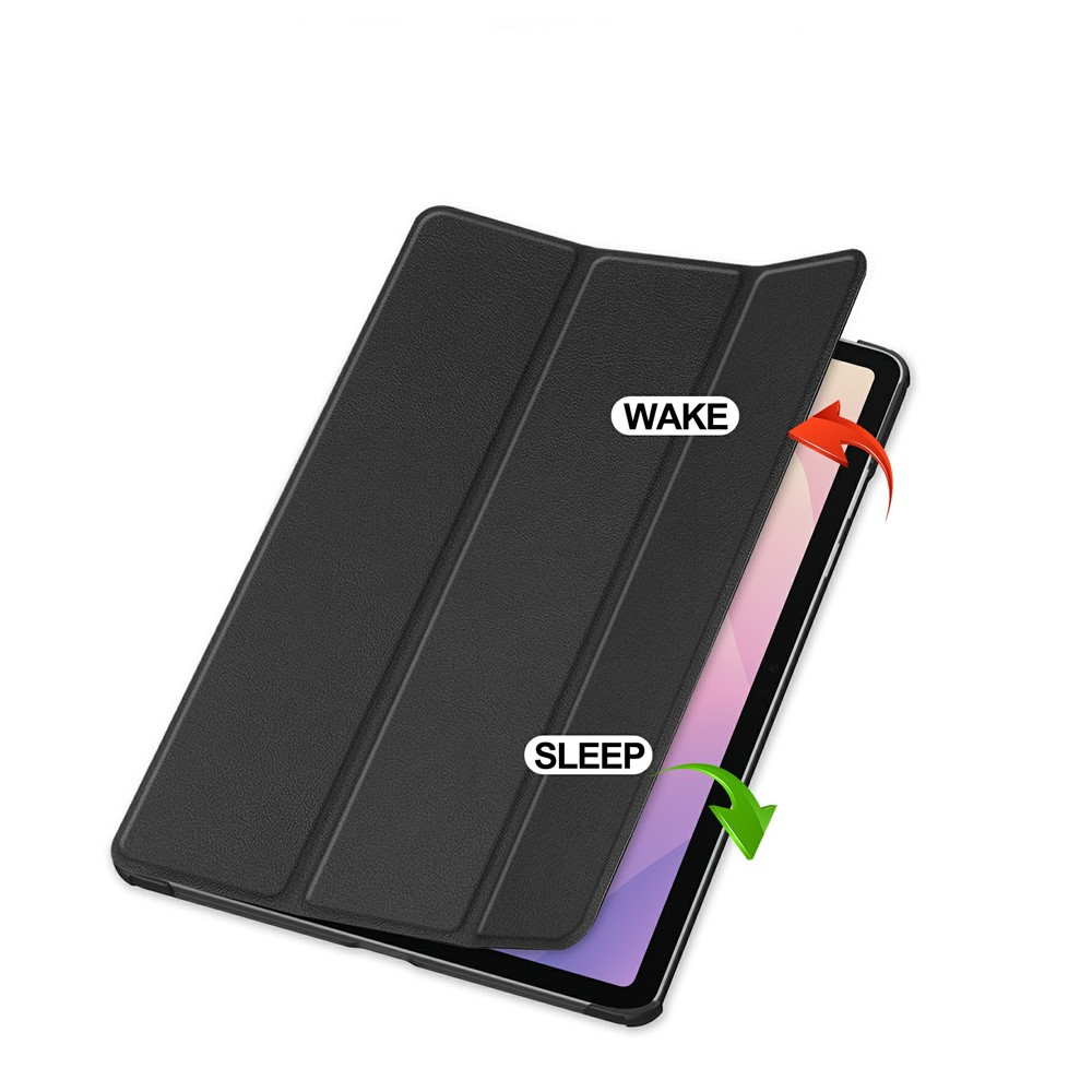 Samsung Galaxy Tab S11 Leder Tasche Smart Cover Hülle Litchi Look - Grau