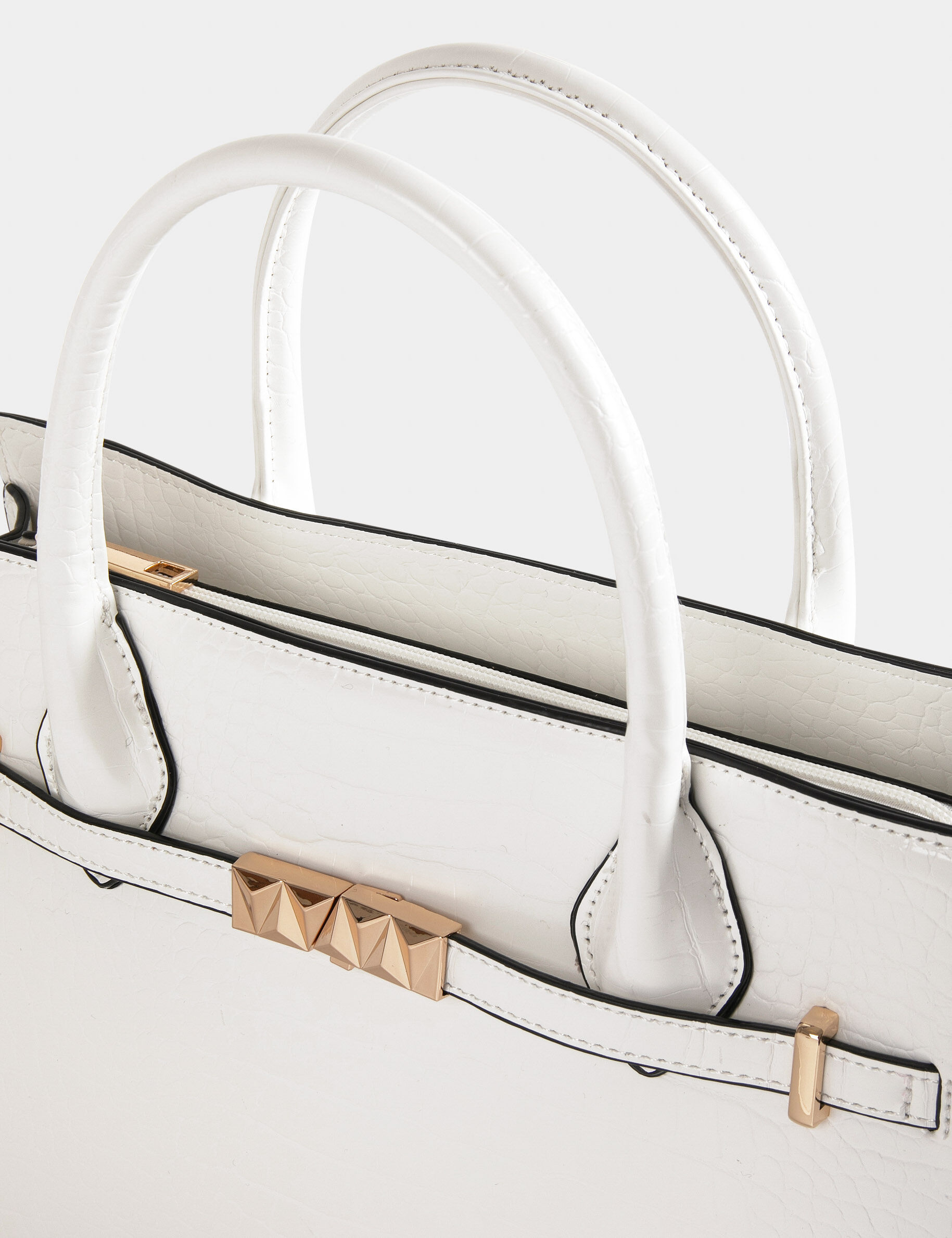 Sac aspect croco blanc femme - blanc