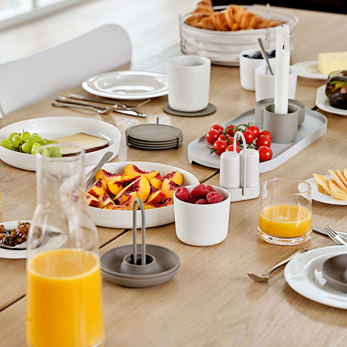 Eggbecher + holder 4 stk, taupe