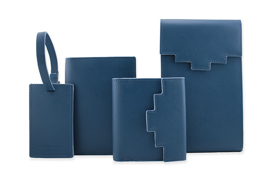 Stair Pouch dark blue Saffiano