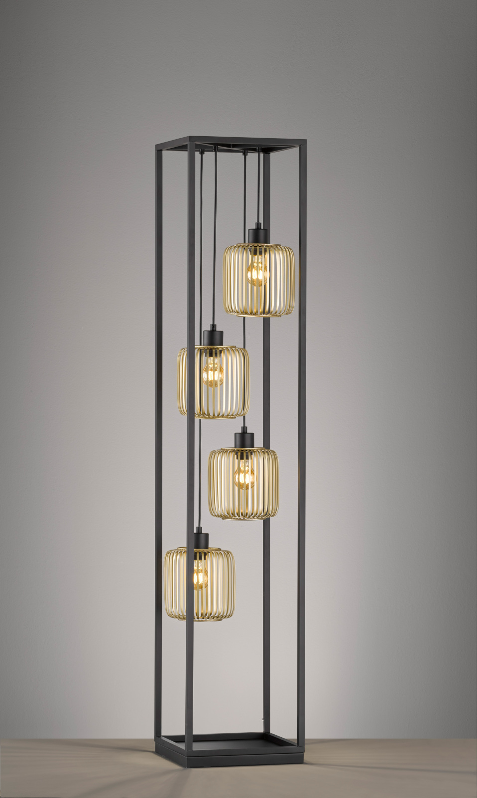 Stehleuchte CAYDO - sandschwarz-goldfarben - 150 cm