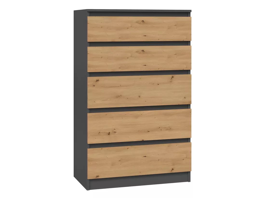 MILAN - Commode moderne 5 tiroirs - 70x40x109.5 cm - Meuble de rangement - Style Scandinave