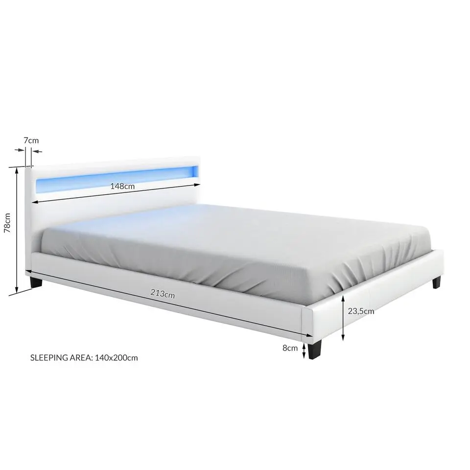 Meubella - Tweepersoonsbed Paris - Wit - 140x200 cm