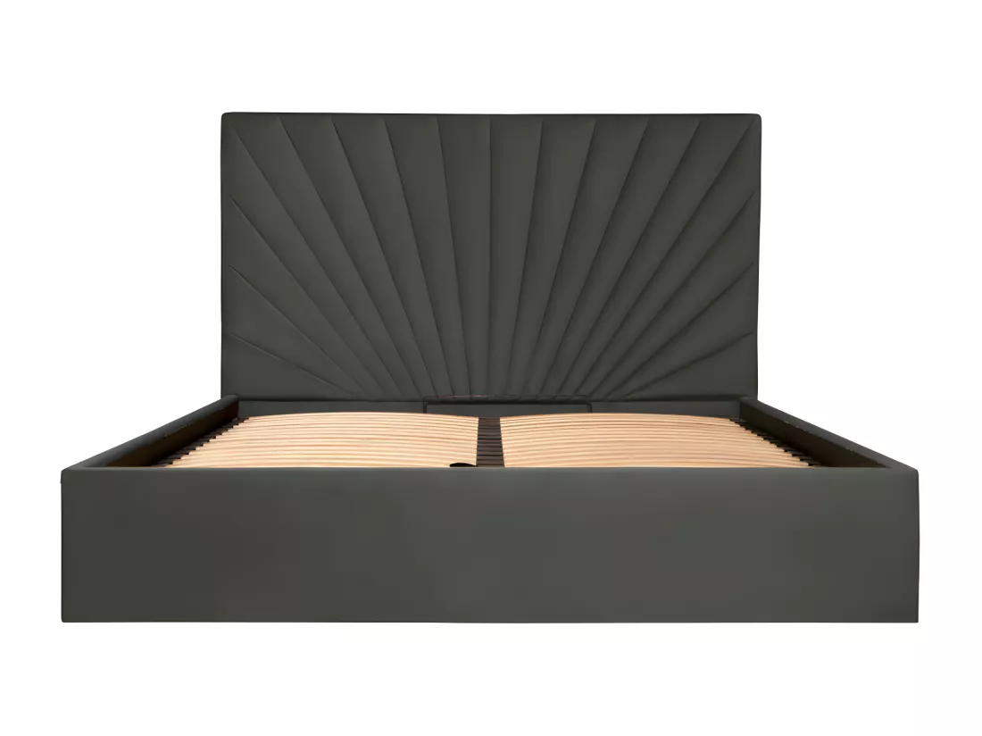 Lit coffre 140 x 190 cm - Velours - Gris anthracite - RILIODA de Pascal Morabito