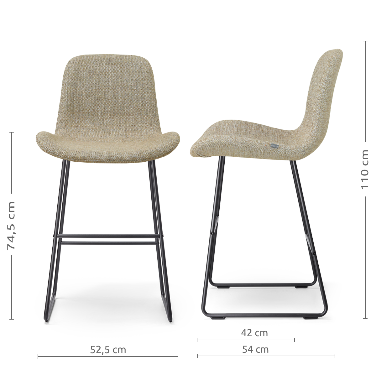 Barkruk Nino-Fé zwart onderstel taupe melange 75 cm
