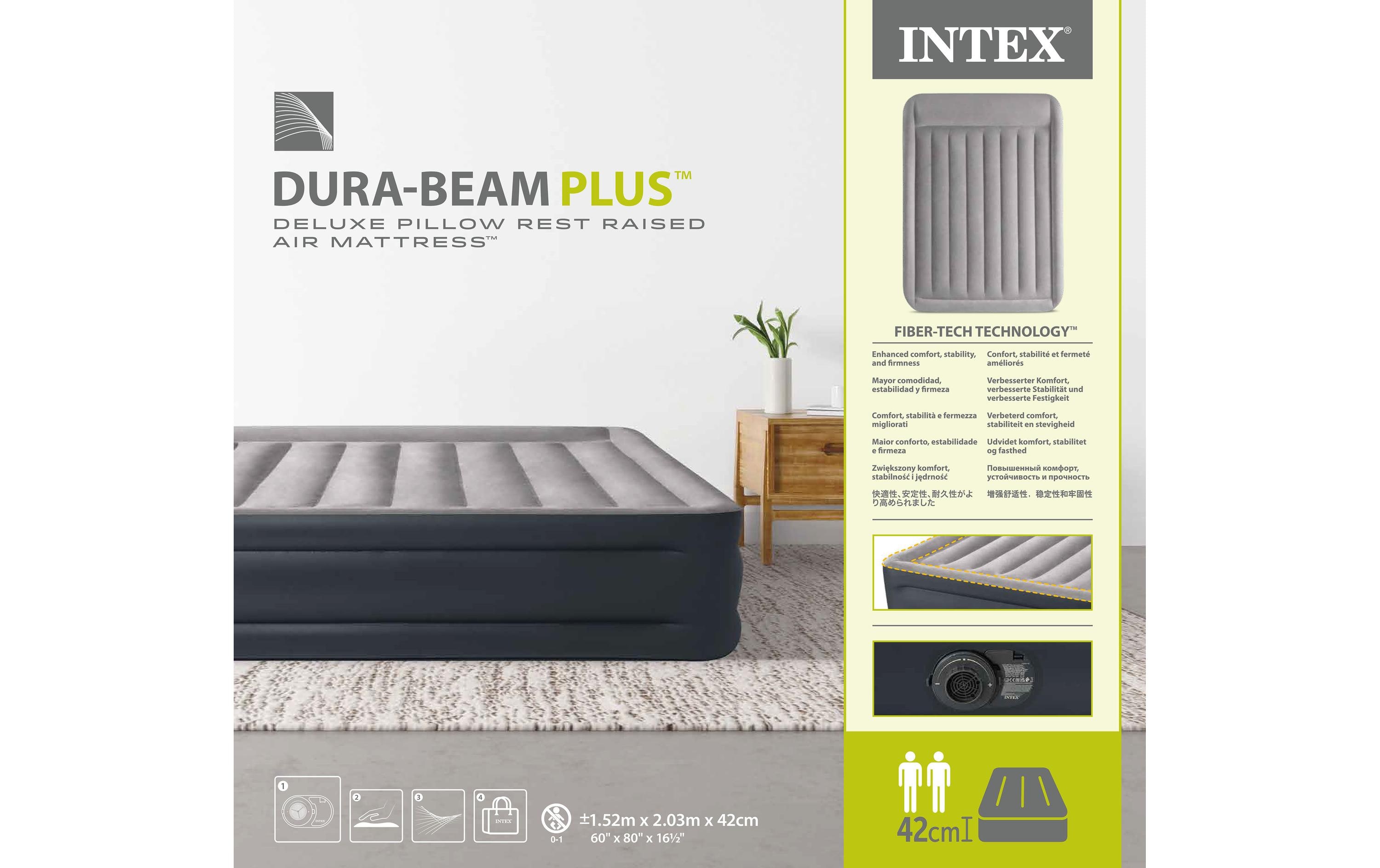 Luftbett DuraBeam+ Deluxe Queen, 152 x 203 x 42 cmLuftmatratze mit integrierter Pumpe