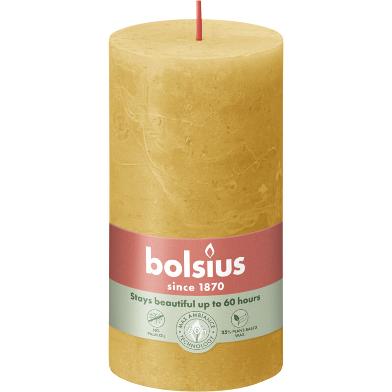 Bolsius Rustieke kaars okergeel 13cm