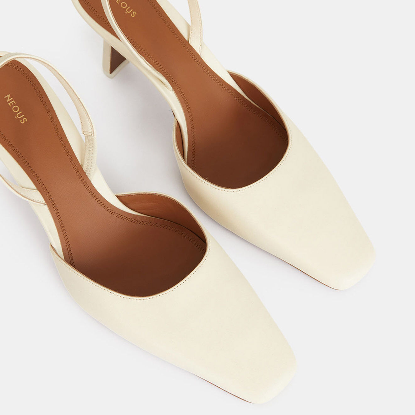 Neous Slingbacks en Cuir crème - Talon 7.5 cm