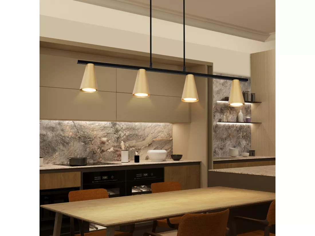NETTLIFE Lampe suspendue table à manger lampe de table à manger 4 ampoules en métal blanc GU10 noir industriel sans ampoule
