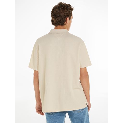 Tommy Jeans Waffle Polo T-shirt, Newsprint, XXL