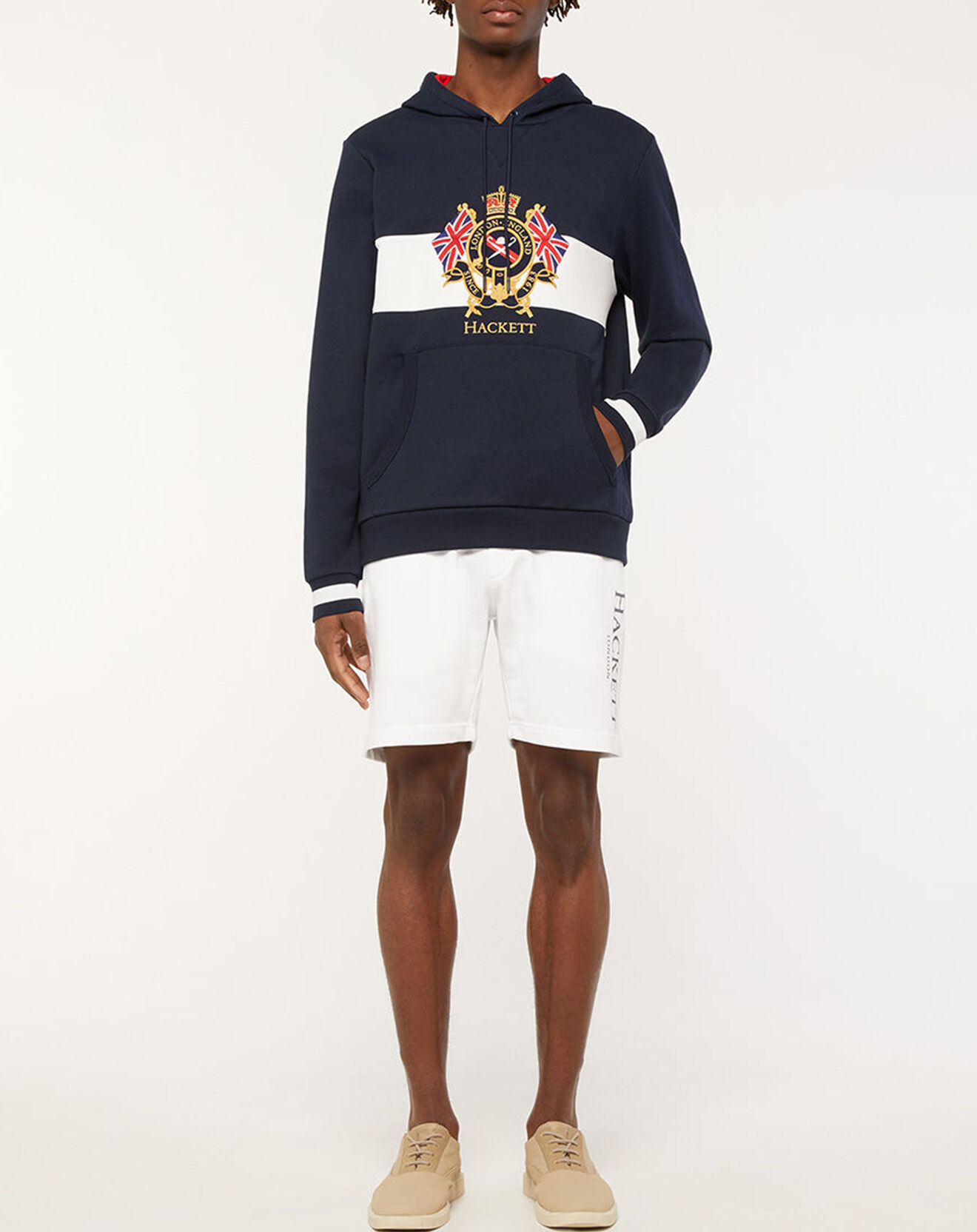 Hackett London Sweat Hoodie Blason bleu marine