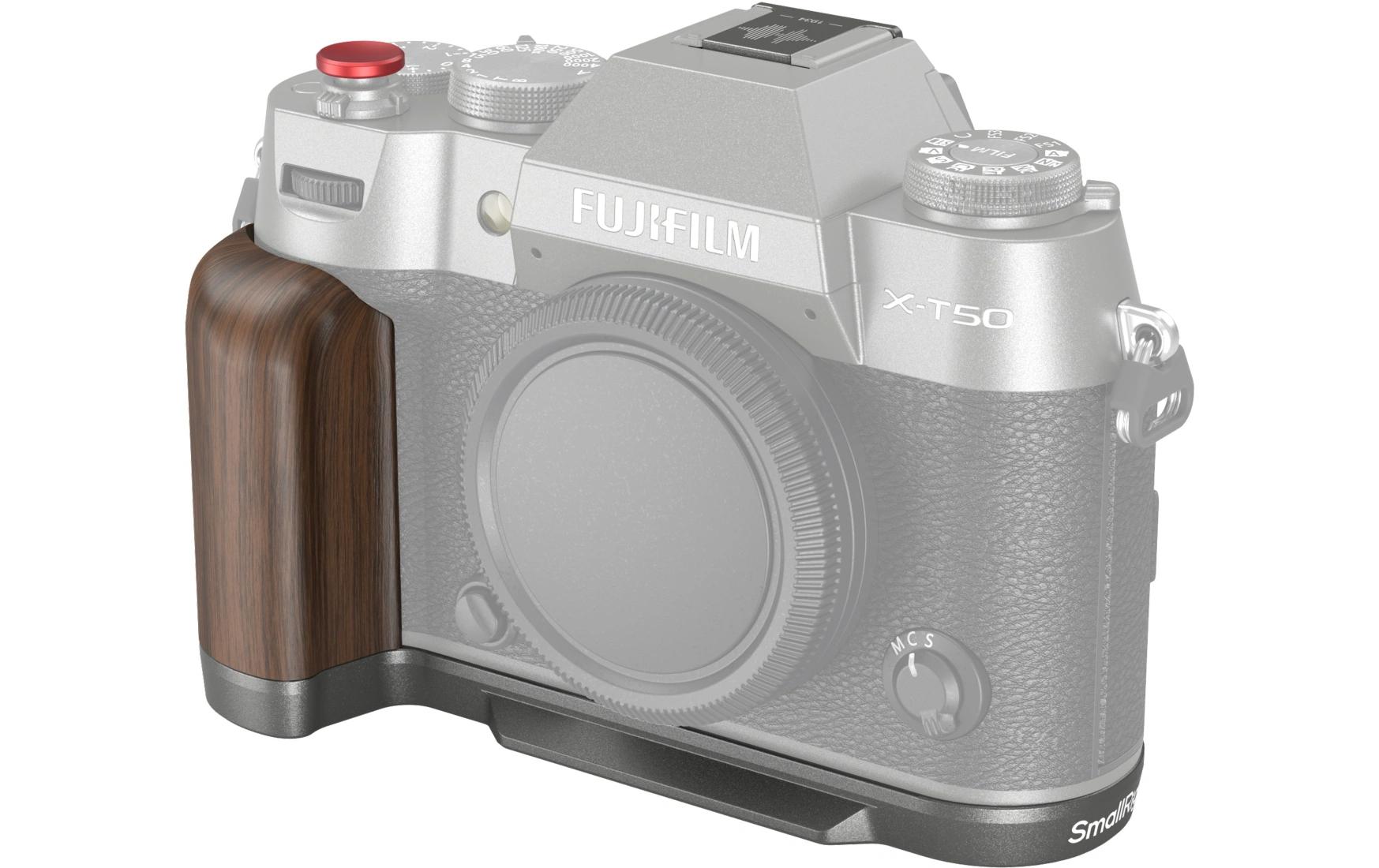 L-Winkel Holzgriff für FUJIFILM X-T50 - Holzkohle-SilberVerbessert die Handhabung und bietet Anschlussmöglichkeiten