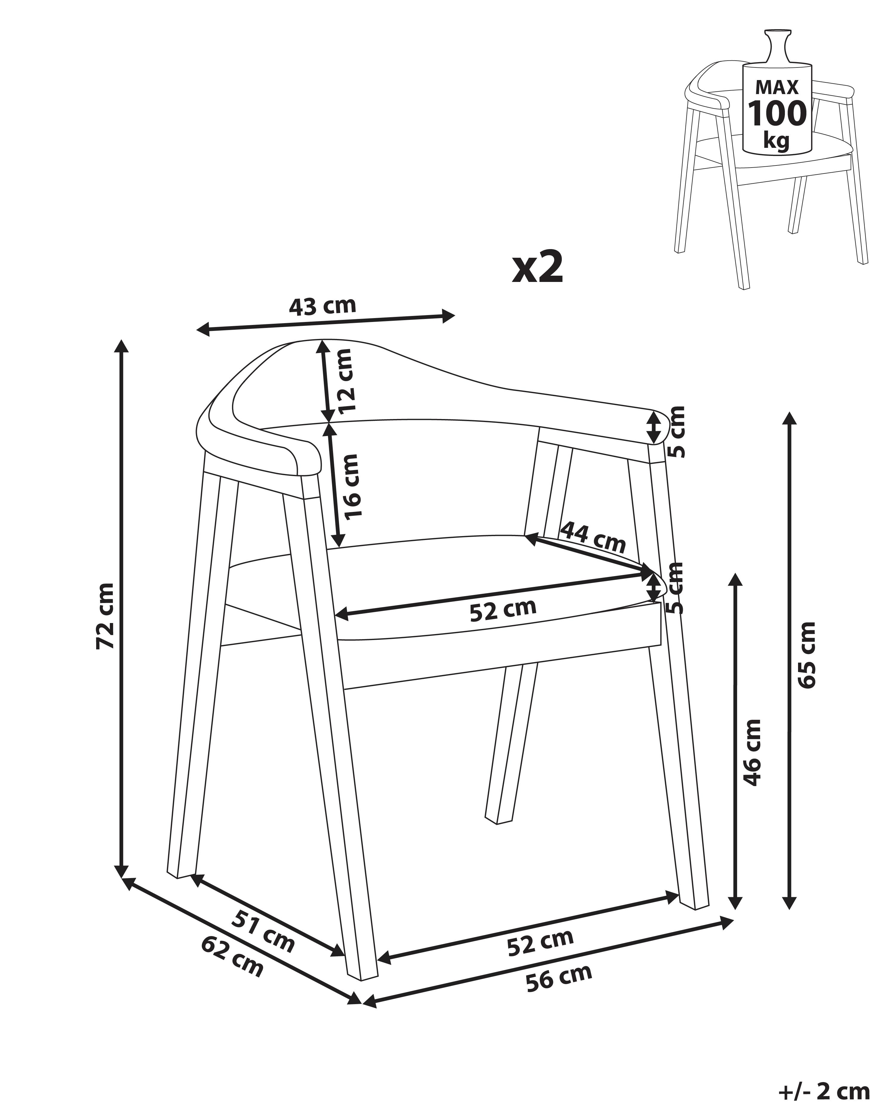 Set van 2 eetkamerstoelen ONECO Hout Lichtbruin