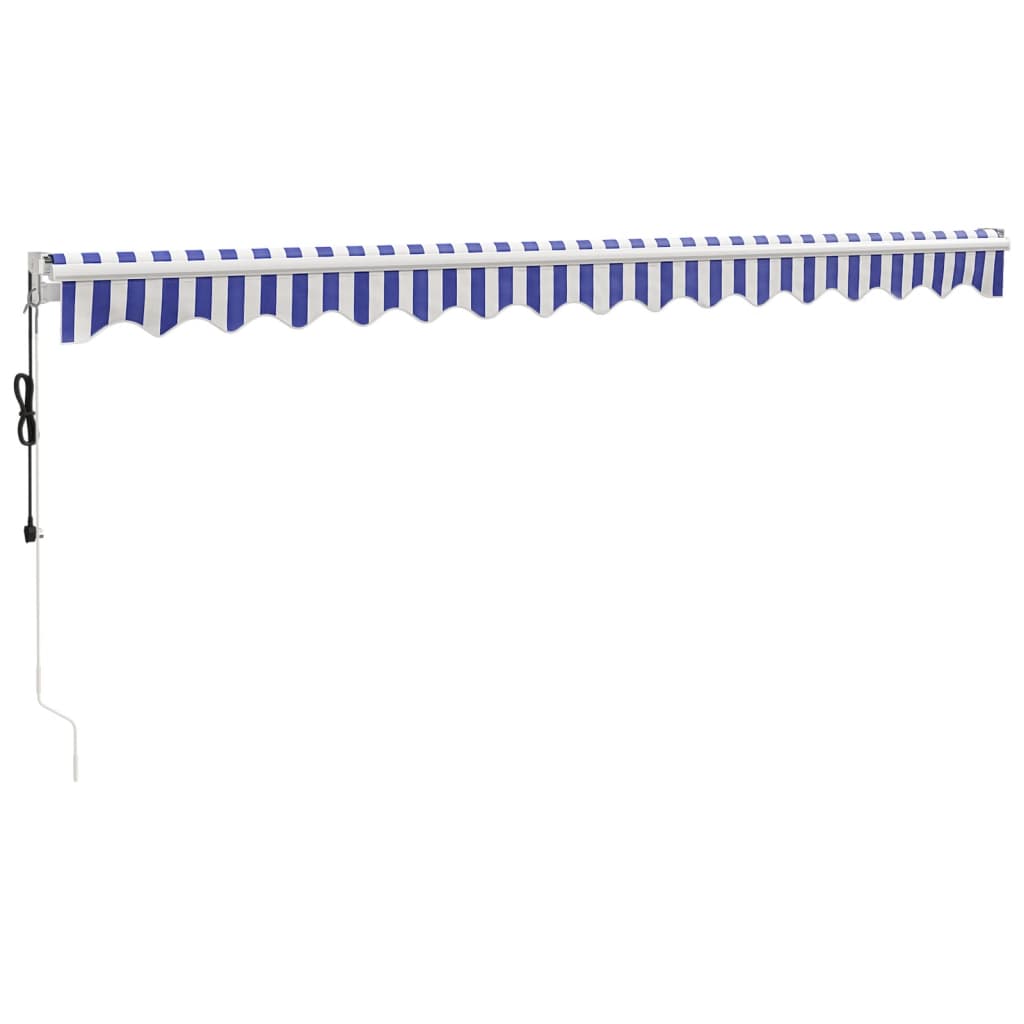 Auvent rétractable automatique bleu et blanc 4,5x3 m