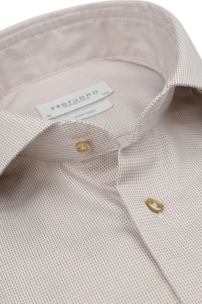 Profuomo Dobby Overhemd Print Beige PPWH10017C-G kopen