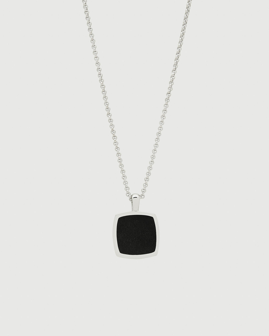 Tom Wood Cushion Pendant Onyx Silver