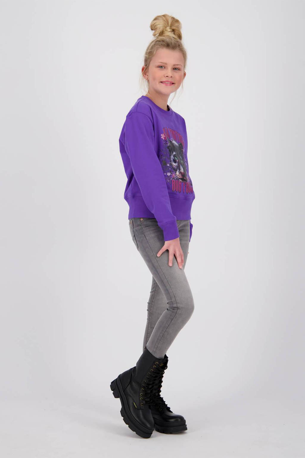 Vingino sweater Naria met printopdruk paars