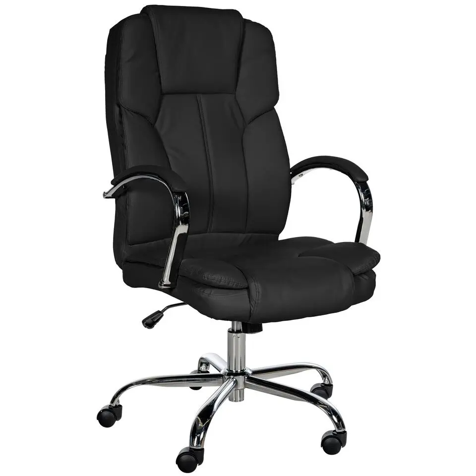 CLP Bureaustoel XXL Xanthos chroom Frame - Kunstleer - zwart