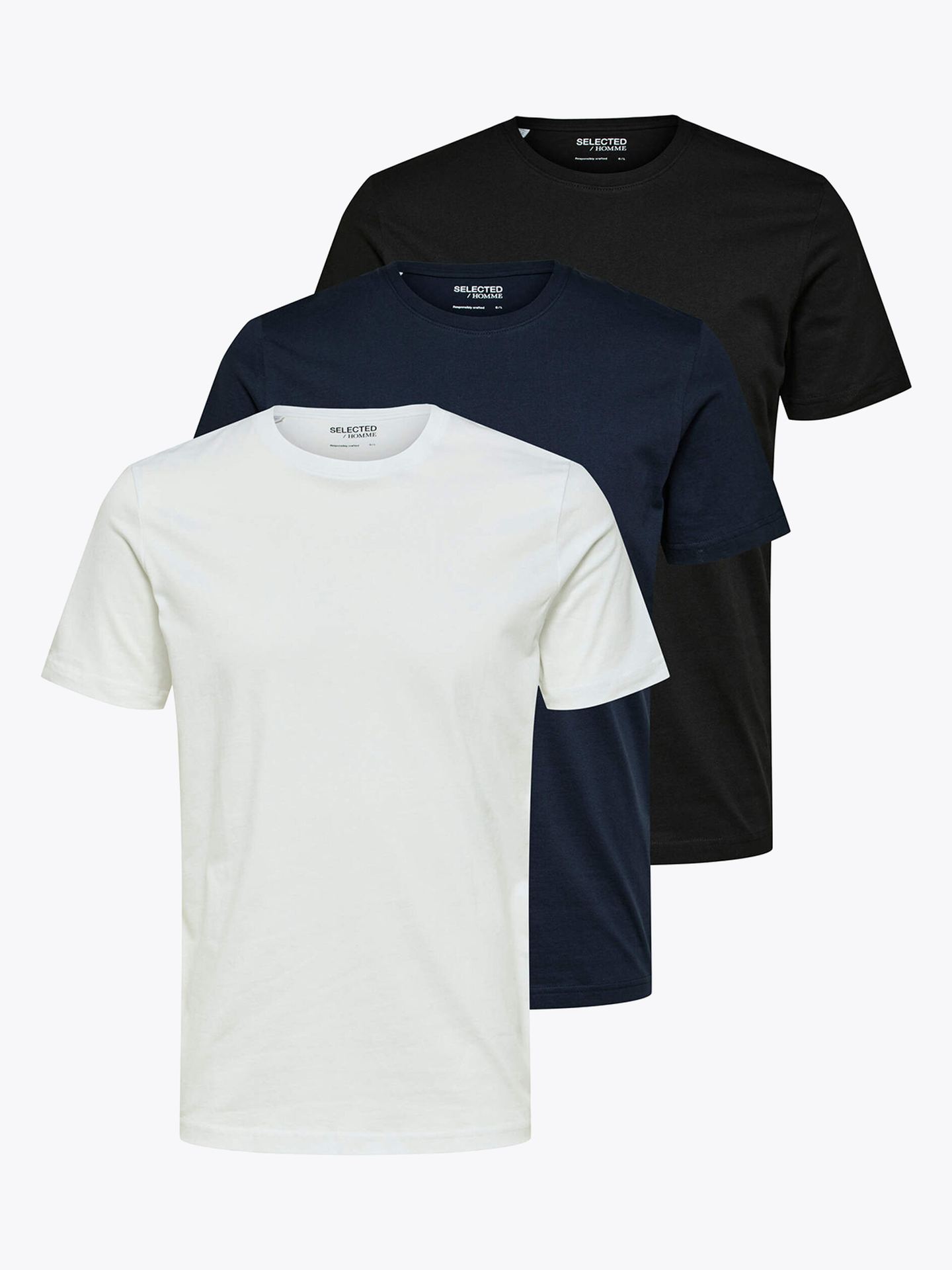 Selected Homme Axel 3 Pack Short Sleeve O-Neck