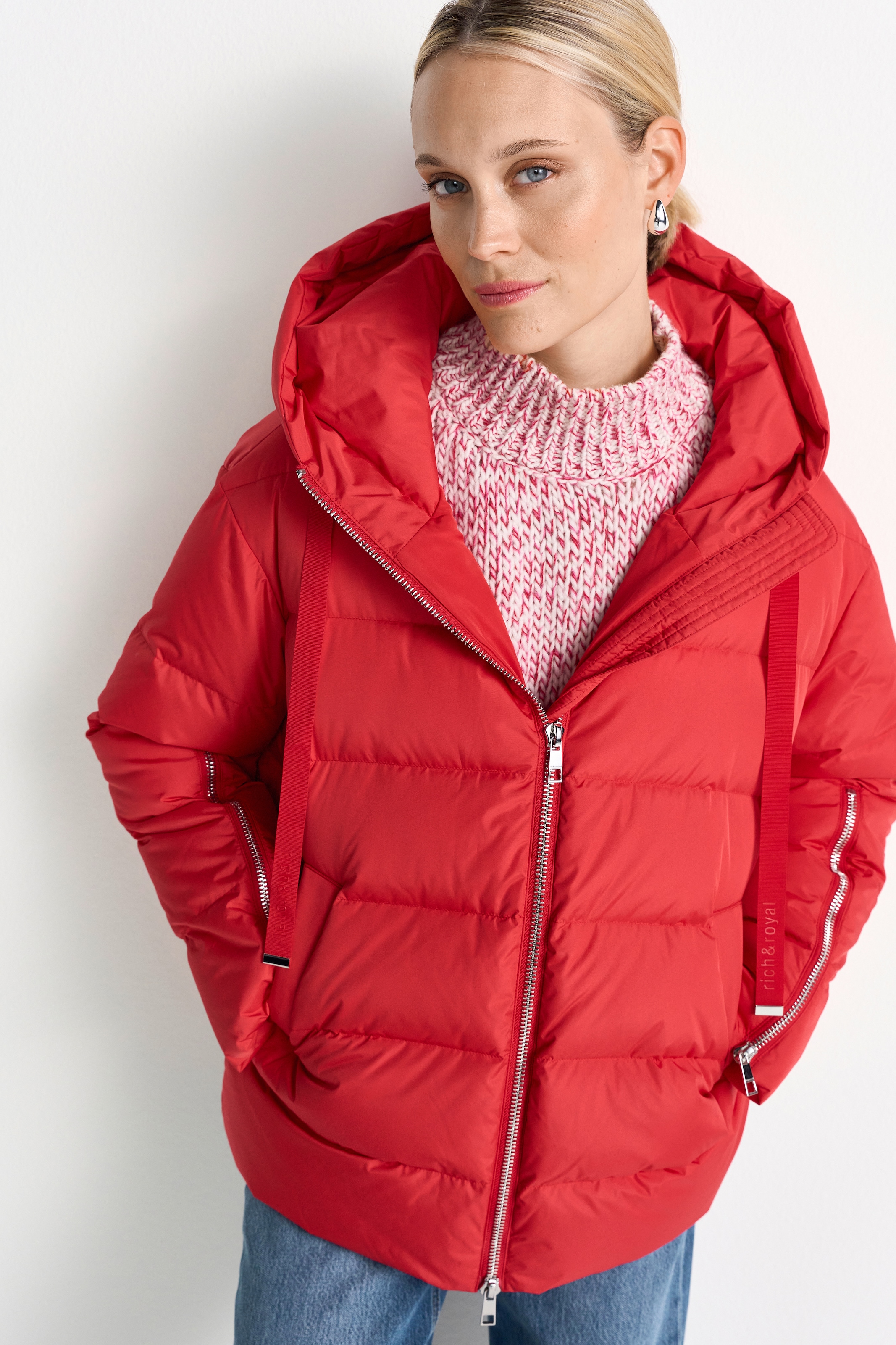 RICHROYAL Steppjacke mit Kapuze oversized, 2-Wege-Reissverschluss, Winterjacke
