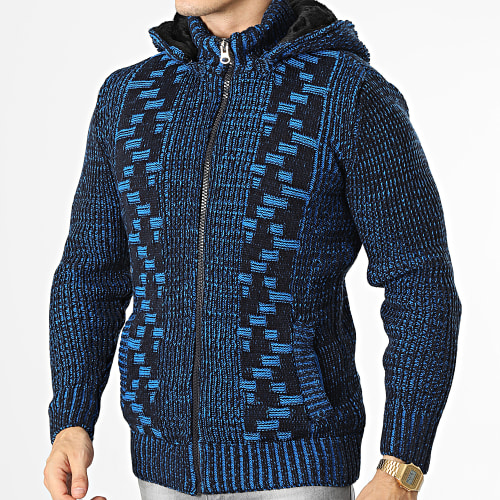 Gilet Zippé Capuche 3004 Noir Bleu Clair