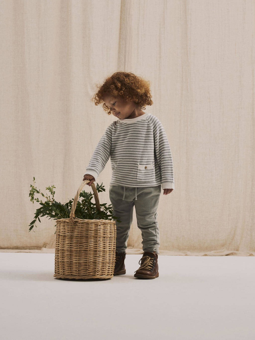LIL' ATELIER gestreepte trui NMMKADIN wit/grijs