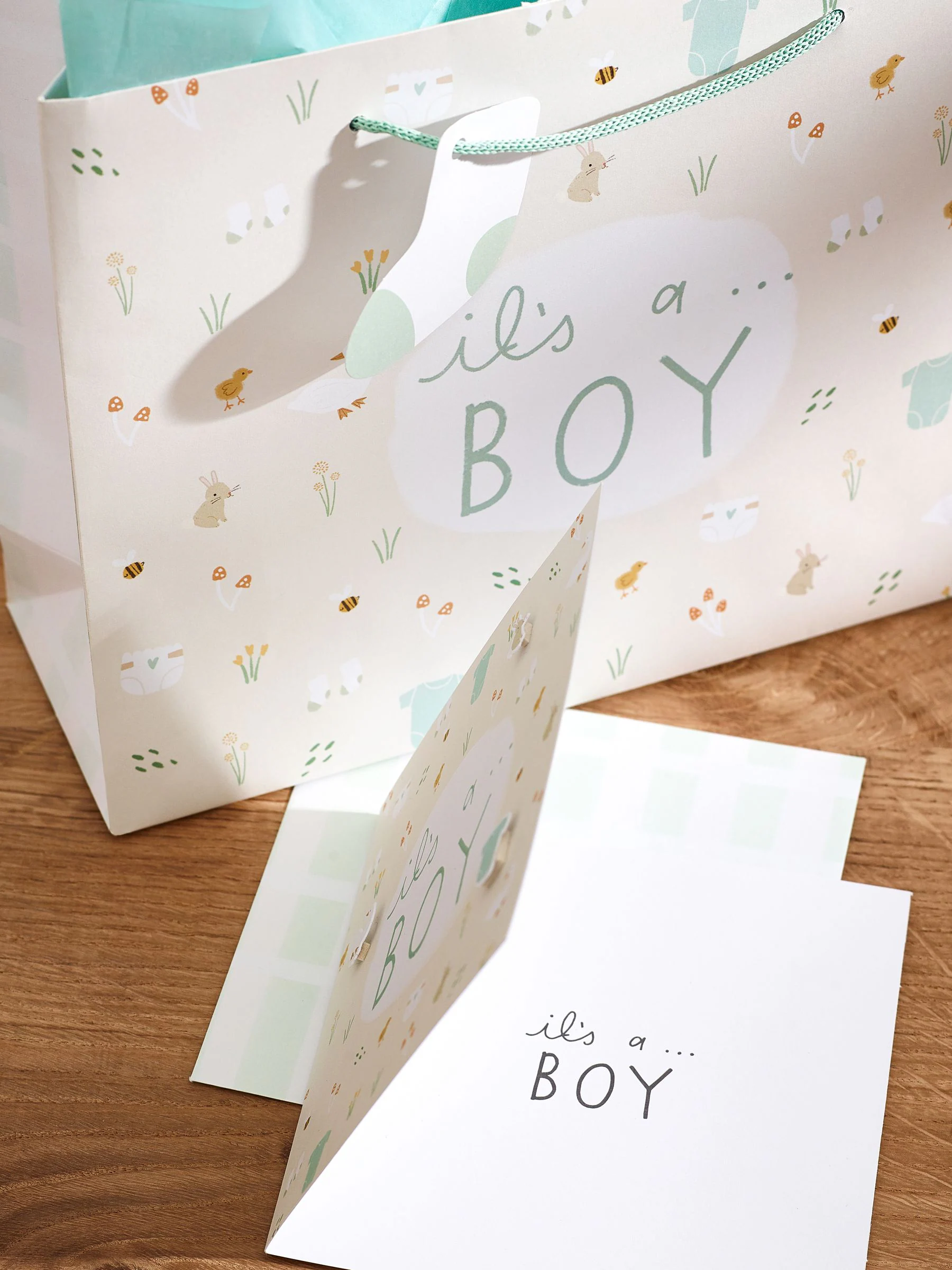 Babypictogrammen geschenktasje en kaartset