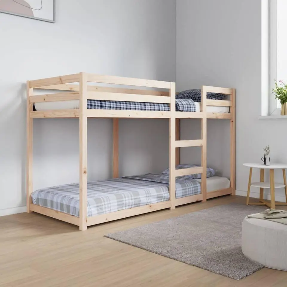 vidaXL - Stapelbed met zijladder - Naturel - Massief grenenhout - 75x190 cm