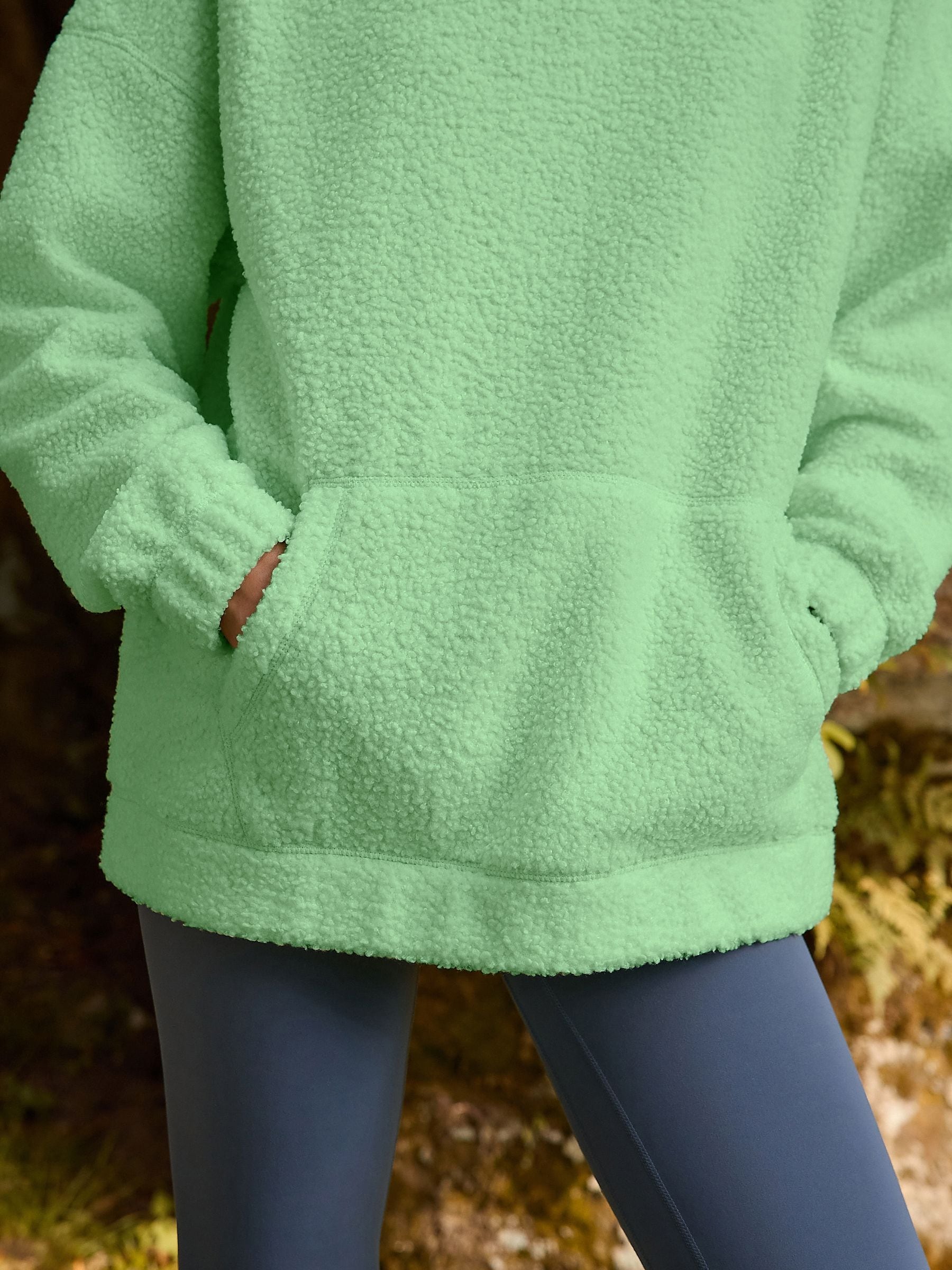 Limoengroen - Soft Teddy Borg Longsleeve Hoodie
