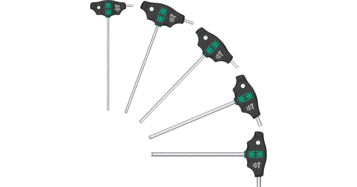 Wera454/5 HF SHK set 1 schroevendraaierset T-greep-schroevendraaier Hex-Plus met vasthoudfunctie  (Zwart/groen, 5‑delig)